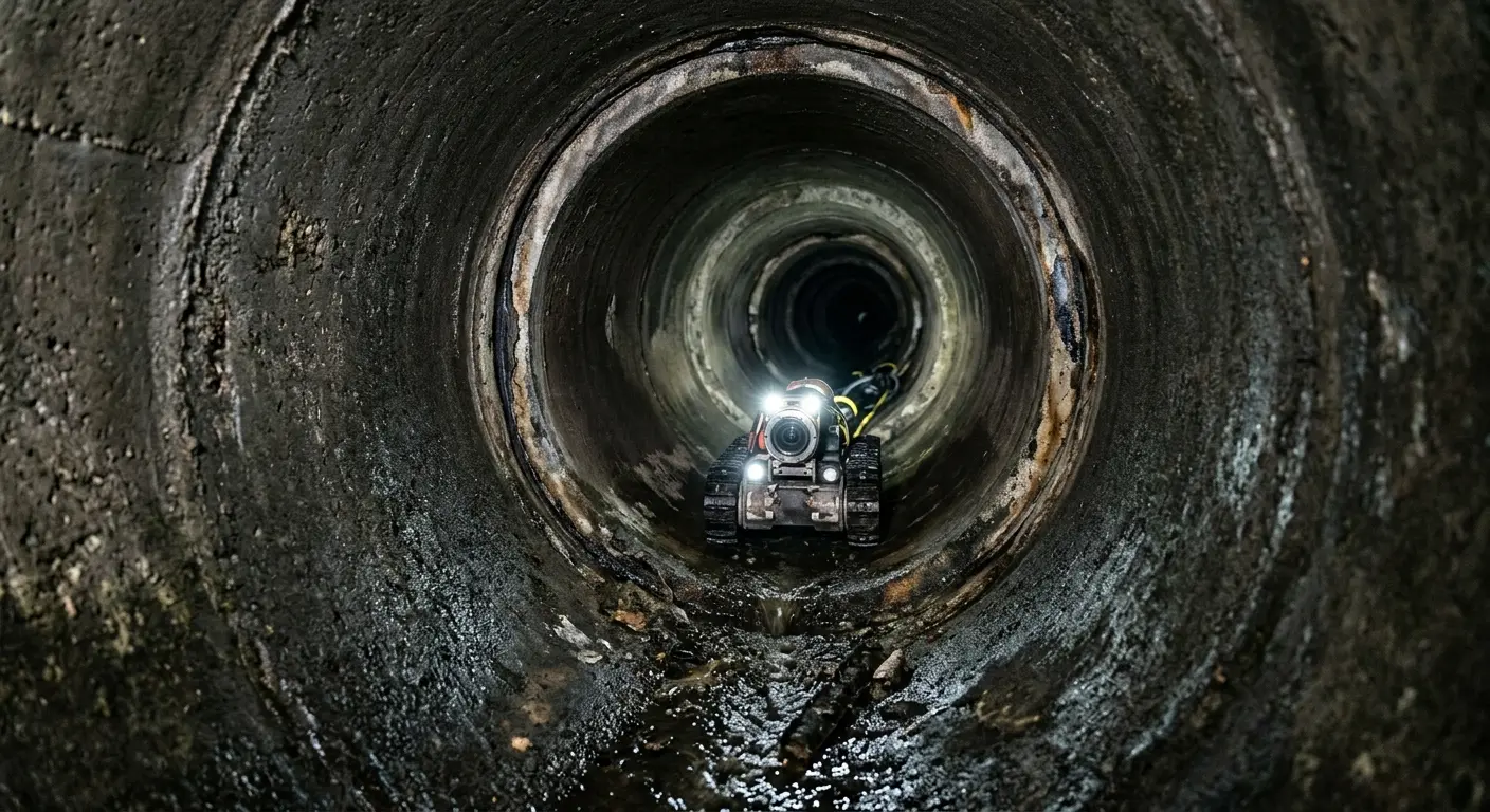 Robotic sewer camera inspecting pipe interior for Sewer Line Repair in Acton